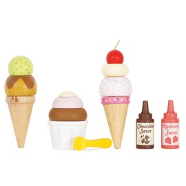 Le Toy Van - Educational Wooden Toy Honeybake Colourful Wooden Carlo's Gelato Pretend Ice Cream Toy | 12 Pieces - Great Role Play Gifts For A Boy Or Girl - 2+ Years