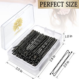 KANPRINCESS 100PCS 2Inches Hair Pins Kit Secure Hold Bobby Pins Clips for Women Girls and Hairdressing Salon With Clear Storage Box(Black)
