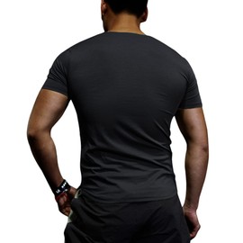 Men's Bodybuilding Athletic Shirts T-Shirts Quick Dry Muscle Gym Workout Top Short Sleeve, black