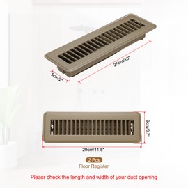 PATIKIL 10 x 2 Inch Floor Register, 2pcs Heavy Duty Air Vent Cover Steel Adjustable Decor Vents Easy Adjust Floor Grates for Sidewall Home Office, Brown