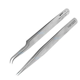 YNR® Swiss Quality Tweezers Straight Curved For Individual Eyelash Extensions (Set of Volume Lash Curved & Straight Silver)