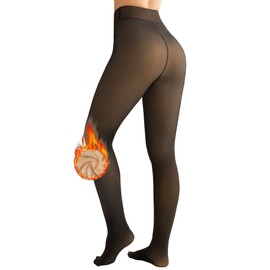 Lecieldusoir Fleece Lined Tights Women Sheer Thermal Pantyhose Winter Fake Faux Translucent Tights Skin Colored Thick Tights