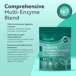 Nutravita Digestive Enzyme Supplements Complex - 90 Vegan Tablets