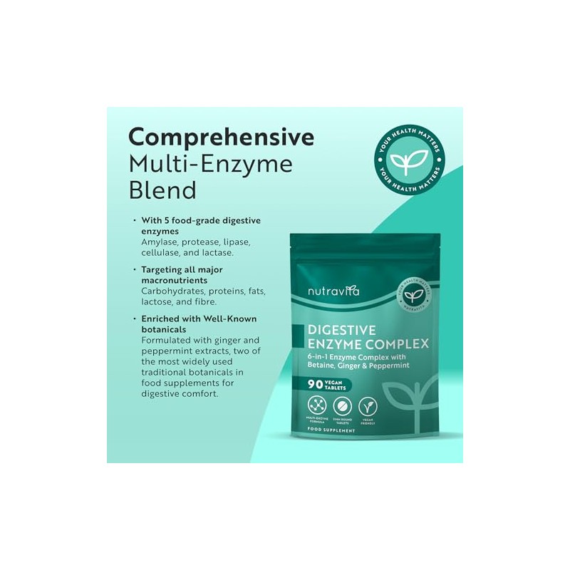 Nutravita Digestive Enzyme Supplements Complex - 90 Vegan Tablets