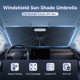 Autorder Windshield Sun Shade Umbrella for 2022-2025 Hyundai Tucson Accessories,Upgraded Ice Crystal Material,Easy Setup Umbrella Sunshade for Car Windshield,100% Sun Blocking