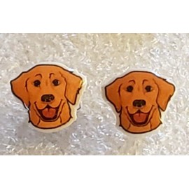 Golden Retriever Dog Face Teeny Tiny Flat Acrylic Post Stud Earrings Jewelry