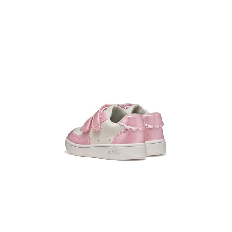 Geox B ECLYPER Girl A Sneaker, White/Dk Pink, 21 EU