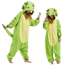 MAISUIZI Animal Green Triceratops Onesie Pyjamas, Green Triceratops cartoon pyjamas