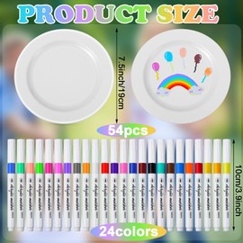 Tiangrid 78 Pcs White Plastic Flying Discs Set DIY Plastic Flying Discs and Marker Pen 54 Pcs 7.5 Inch Sport Color Your Own Disks 24 Colors Permanent Marker for Parties Beach Luaus Crafting Projects