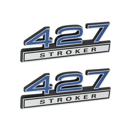 427 Stroker 7.0 Liter Engine Emblems in Chrome & Blue Trim - 4" Long Pair