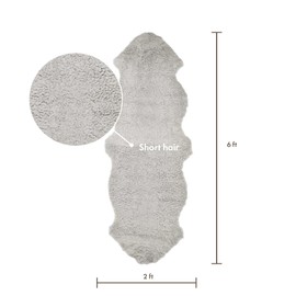 Nordic Sheep Real Sheepskin Rug 2x6 ft | Sheepskin Rugs for Living Room and Sofa | Large Bedside Rugs for Bedrooms is Breathable & Heat-regulating | Fluffy Rug in Color Light Grey