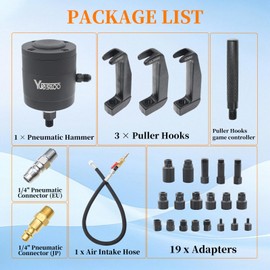 Pneumatic Injector Puller Set for Diesel Engines, Air Vibration Injector Removal Tool Kit with Extension Hose, Extractor Hammer, 19 Adapters, Compatible with Bosch Delphi Denso Siemens Diesel Injector