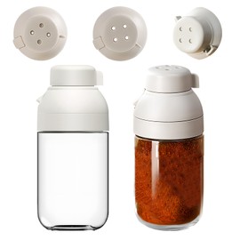 LELE LIFE 2 Pack Salt and Pepper Shaker with Side Pour Spout, 8.5oz Glass Salt and Pepper Shakers Set, Spice Shaker Sugar Dispenser Pourer Container