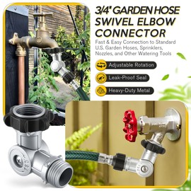Enhon Adjustable 180° & 360° Metal Swivel Connector, Anti-Kink Garden Hose Adapter for Outdoor Faucet, Yard Irrigation, RV, and Home Use, Fits Standard 3/4" Water Hose Fittings(2 Pack)