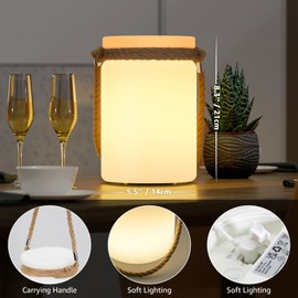 uuffoo 2 Pack Table Lamp LED Lamp Outdoor Lantern Cordless IP44 RGB and Warm White Dimmable for Patio Camping Restaurant Home