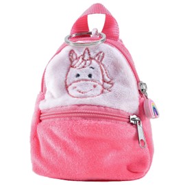 Kögler Friends2Go 75783 Plush Unicorn Sunny in Plush Backpack, Approx. 12.5 cm, Cute Plush Toy in Practical Backpack, Pink, White