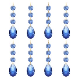 PATIKIL Teardrop Crystal Chandelier Pendants Beads, 8 Pack 100mm Length 38mm Chandelier Prisms Parts Ornaments Hanging Beads for DIY Arts Crafts Decoration, Light Blue