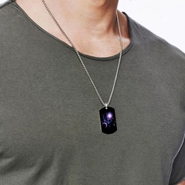 Caimeytie Necklace for men, necklace stainless steel men, zodiac sign pendant, chain constellation, astrology chain, 60 cm, gift for men, dog tag, No gemstone