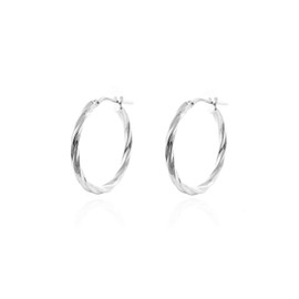 Mondepetit - 925 Sterling Silver Twisted Hoops shine earrings 24x2 mm