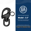 NECMETU Black Snap Shackle 316 Stainless Steel Swivel Shackle Sailing