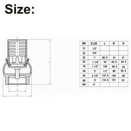 Brass Bottom Valve Non Return Check Valve One-Way Vertical Foot Valve Suitable for Connection to Water, Oil, Steam(DN40)