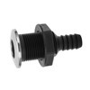 Boat 3/4in Through Hull Scupper Drain Straight Black with Stainless