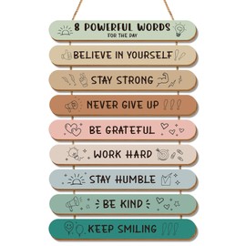 Riletese Inspirational Wall Art Decor - Positive Affirmations Wooden Wall Decor, 9 Pcs Motivational Wall Decor for Office, Wall Plaque Decor for Classroom