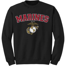 Honor Country US Marines USMC EGA Emblem Crewneck Fleece Sweatshirt - Black