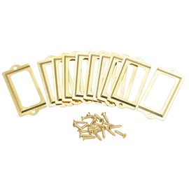 sourcing map Metal Label Holders, 70x33mm 10pcs File Name Card Tag Label Holder Frame for Office Library Drawer Cabinet Shelves, Gold Tone