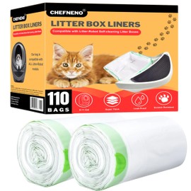 Cat Litter Box Liner Bags Compatible with Litter-Robot Waste Drawer Heavy Duty Waste Drawer Liners for Self-Cleaning Pet Kitty Litter Box Drawer 9-11 Gallons (White Drawstring (110 ct.))