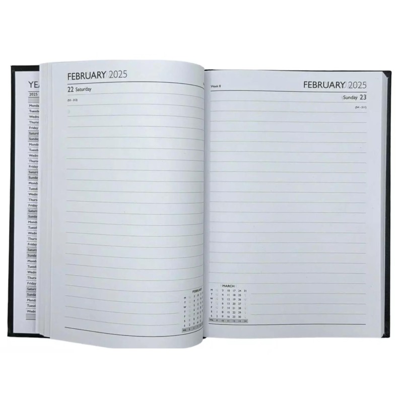 2025 A5 Diary Page per Day Navy Blue