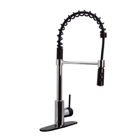 Westbrass KS18A-2612 21" Commercial Kitchen Faucet with Dual Function Open Coil Pull Down Sprayer and 1-Lever Handle, Polished Chrome/Oil Rubbed Bronze
