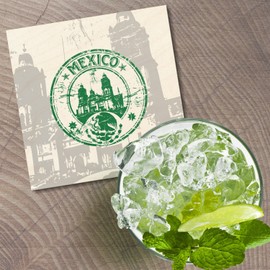 Unbranded Mexico Grunge Travel 4'' X 4'' Square Wooden Coaster