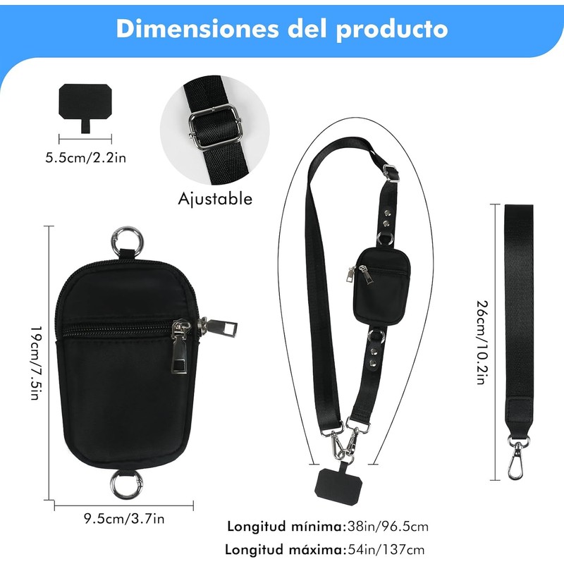 Correa para Celular con Cartera Desmontable Desmontable: Cordón Ajustable para