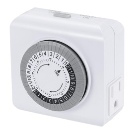 MECCANIXITY Timers for Electrical Outlets, 30min Intervals Daily On/Off Circle, AC125V 1250W 3PIN Mechanical Timer with 2 Socket for Lights, Lamps, Fan