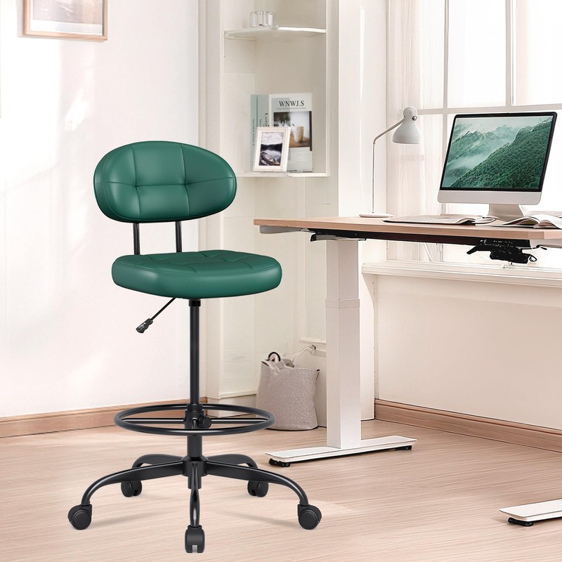 Misolant Drafting Chair, Armless Tall Office Chair with Footrest Ring