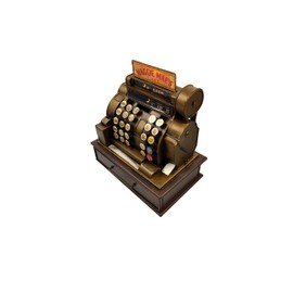 VANLAXY Vintage Cash Register Model Piggy Bank Money Bank Storage Box Jewelry Box Ring Trinket Case Cabinet Figurine Cafe Bar Window Decor Model Home Desk Decoration