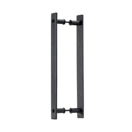 Toprema 14" Steel Rustic Black Sliding Barn Door Handle Pull Wood Door Two-Sided Flat Bar-to-Bar Handles Hardware