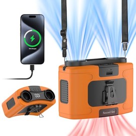 Socool Ventilador portátil de cintura con clip para cinturón portátil, ventilador personal recargable, funciona con pilas, ventilador de enfriamiento de 20 horas con 10 velocidades y motores duales,