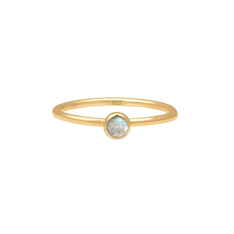 Elli Women's Stacking Labradorite Gemstone 925 Sterling Silver Gold-Plated Ring,