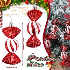 Fumete 48 Adornos Navideños de Caramelo de Menta de Plástico Decoraciones de Bastón de Caramelo con Purpurina para Árbol de Navidad Adornos Colgantes de Caramelo para Navidad (Rojo y Blanco)