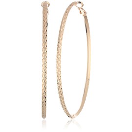 GUESS "Basic" Gold Large Diamond Cut Hoop Earrings