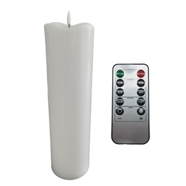 AFINETH 4" x 14" Flameless Pillar Candles with Remote, Plastic Waterproof LED Candles, Flickering Large Outdoor Candles, White