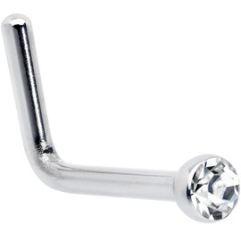 Body Candy Stainless Steel 1.57mm Clear Micro Nose Stud Ring L-Shaped 20 Gauge