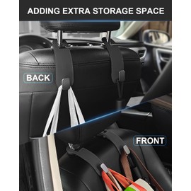 2 PCS Car Seat Headrest Hooks Purse Hook for Car Leather Car Seat Hooks for Universal Vehicle Hanger Storage Organizer Car Headrest Hook Car Bag Hooks for Purse, Bags etc |Add Car Extra Space| Grey