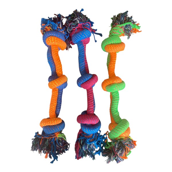 Double Knotted Dog Rope Toy, Multicoloured Tugger Rope Large 1