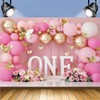 XUNJIN NO.1 First Birthday Backdrop Wonderland Flowers Butterfly Balloons Backdrop