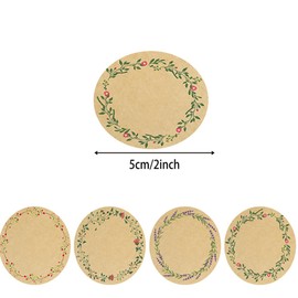 500PCS Canning Label Stickers for Jars and Lids,2Inch Round Jars Labels for Mason Jar,Wreath Designs Kraft Sticker Labels for Food Containers Candle Pantry Spice Lids Bottle Labels (Brown92)