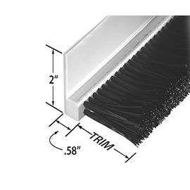 Tanis Brush RPVC331036 Stapled Strip Brush with Rigid PVC Backing, 90 Degree Profile, 3 Rows Black Nylon Bristles, 3' Overall Length, 1" Trim Length, 1-37/64" Overall Height
