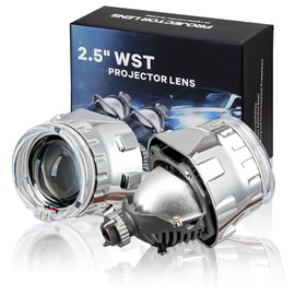 2.5inch Projector Lens,Car Headlight Retrofit Kit with Hi/Lo Beam Function,70W 20,000LM 6000K,Focus Beam with Sharp Cut off Line No Blind Oncoming Car Upgrade Bi-Xenon Projector Lens,Sliver Shroud